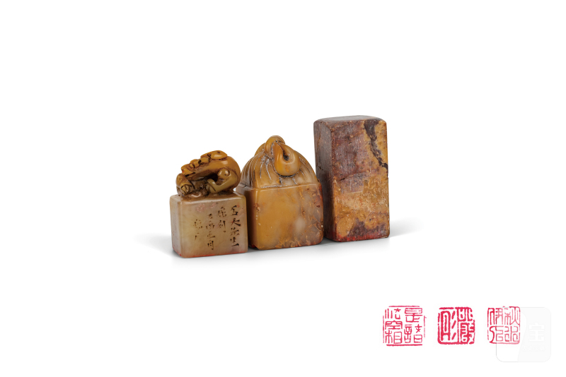 龙、瓜果钮石印章一组